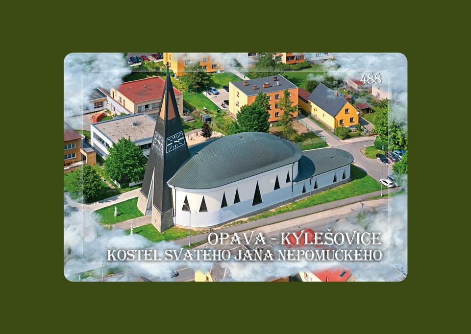 Magnetka MM Opava-Kylešovice Kostel sv. Jana Nepom. letecká  T-OPU 488