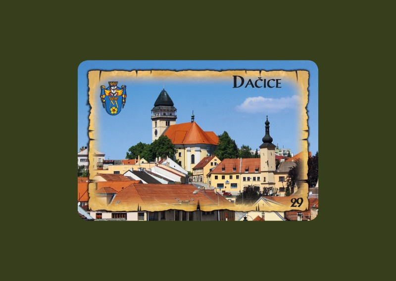 Magnetka MI Dačice Pohled od kostela  C-DAM 029